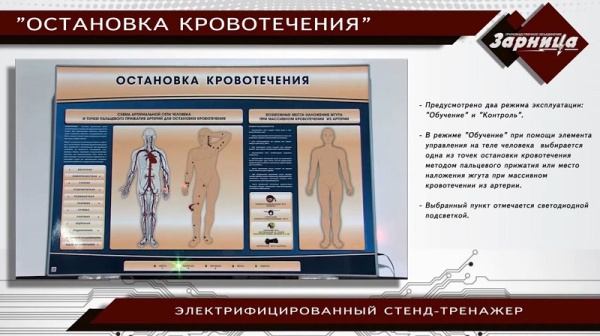 Электрифицированный стенд-тренажер Zarnitza "Остановка кровотечения"