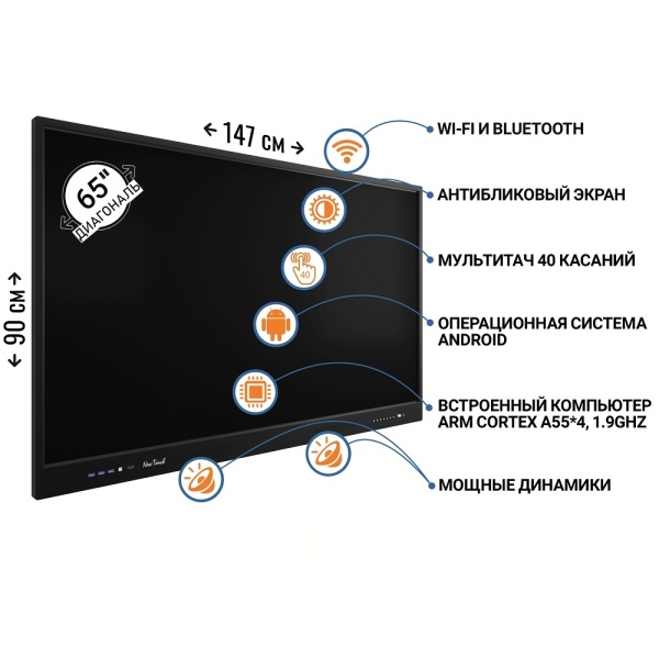 Интерактивная панель "New Touch 65" (8Gb RAM + 128Gb ROM) для школ. Купить в It-concept16