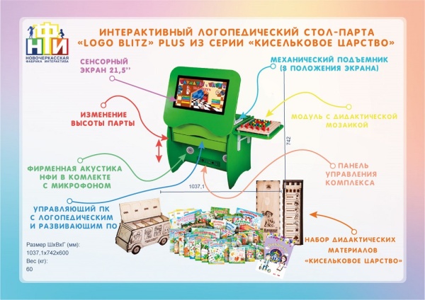 Интерактивный логопедический стол-парта НФИ «Logo Blitz» Plus из серии «Кисельковое царство»