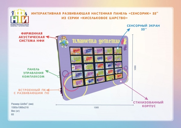 Интерактивная панель НФИ «Сенсорик» 55" из серии «Кисельковое царство»