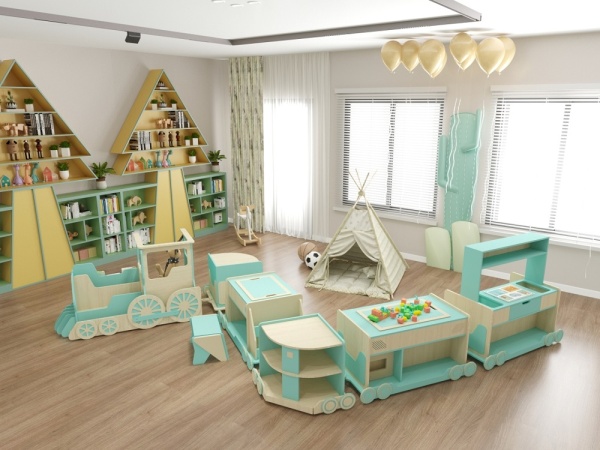 «Игровоз» - модульный органайзер в виде паровоза для детского сада АЛМА